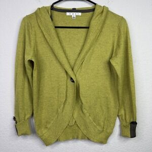 Cabi Cardigan Womens S Green Linen Blend Hooded Button Boho Goblincore Earthy